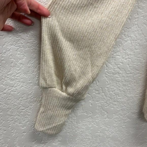 LOFT Cream Gold Knit Puff Sleeve Knit Top S - Picture 3 of 7